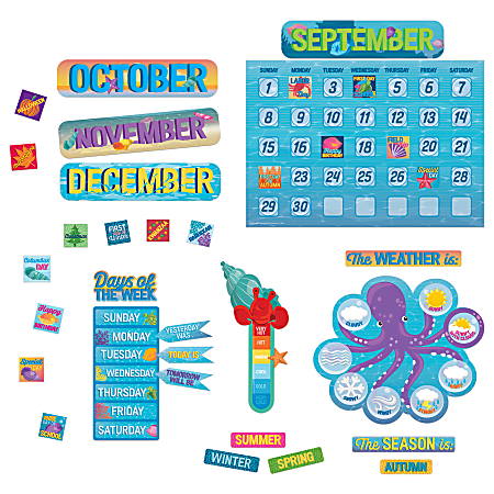 Eureka Seas The Day Calendar Bulletin Board Set, Multicolor