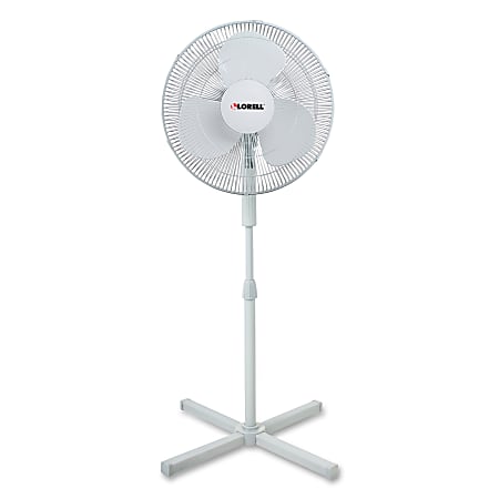 Lorell® 3-Speed Adjustable Oscillating Pedestal Fan, White