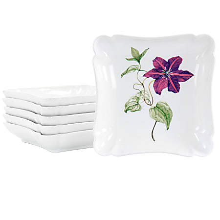 Martha Stewart Botanical Garden 6-Piece Ceramic Dish Set, 1-1/2" x 8-3/4", White