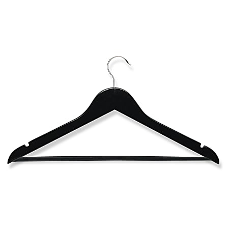 Honey-Can-Do Wood Hangers, Curved Wide-Shoulder Suit, Ebony, Pack Of 8