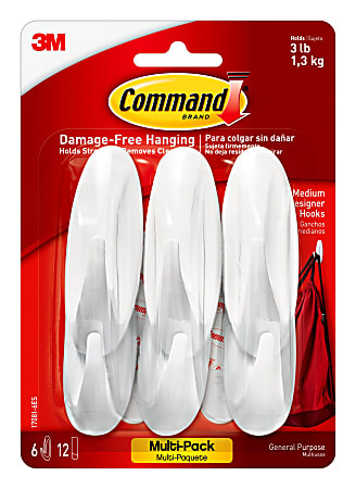 3M Command Picture Hanging Strips, Medium, White - 12 Pack