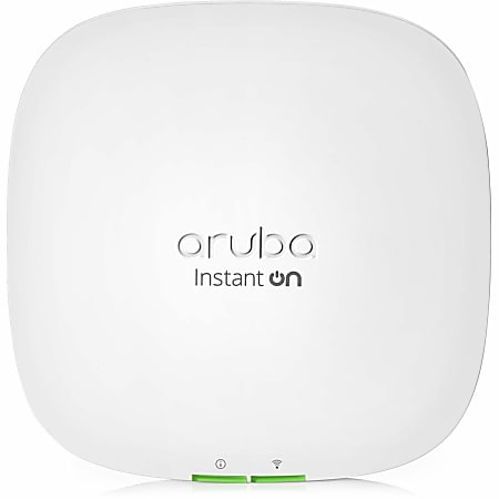Aruba Instant On AP22 802.11ax 1.66 Gbits Wireless Access Point 2.40 GHz 5  GHz MIMO Technology 1 x Network RJ 45 Gigabit Ethernet PoE Ports 10.10 W  Wall Mountable Ceiling Mountable Rail mountable - Office Depot