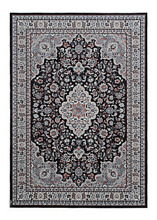 Linon Innova Area Rug, 5-29/50' x 9-29/50', Guthrie Black/Cream