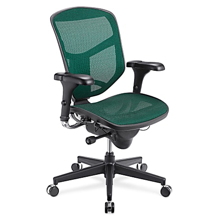 WorkPro® Quantum 9000 Series Ergonomic Mesh/Mesh Mid-Back Chair, Black/Green, BIFMA Compliant