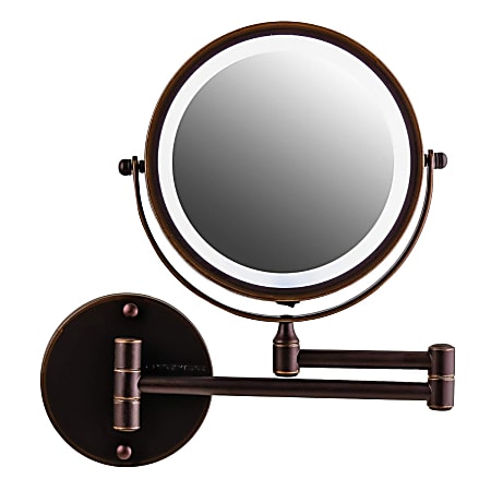 Ovente Wall-Mounted Double-Sided Vanity Makeup Mirror, 7X Magnification, Antique Bronze