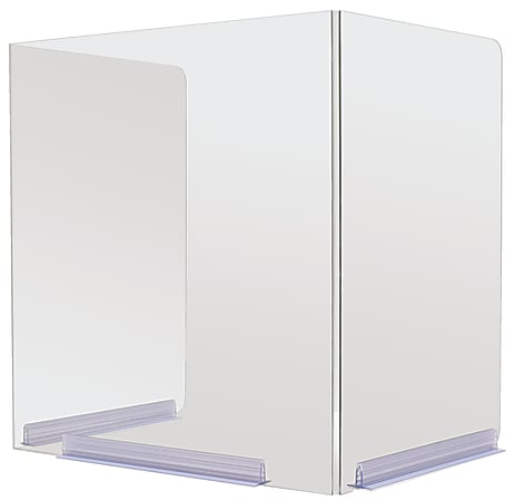 Deflecto Hinged-Edge Desktop Barriers, 18"H x 22"W x 16"D, Clear, Pack Of 4 Barriers