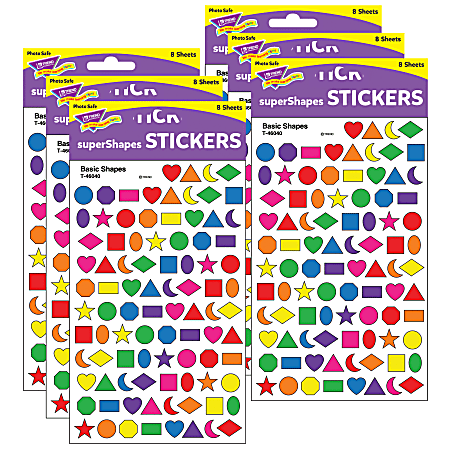 Trend superShapes Stickers, Basic Shapes, 800 Stickers Per Pack, Set Of 6 Packs