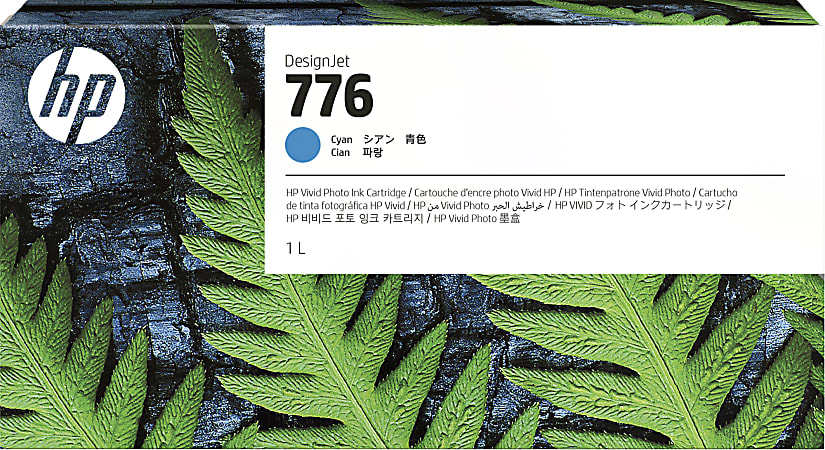 HP 776 DesignJet High-Yield Cyan Ink Cartridge, 1XB09A
