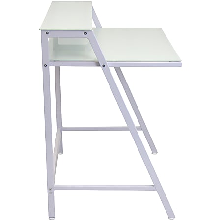 Two tier outlet white desk