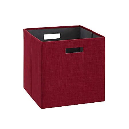 Linon Emmet Storage Bins, Medium Size, Red, Set Of 2 Bins