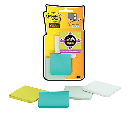 Post-it® Notes Super Sticky Full Stick Notes, 2" x 2", Bora Bora, Pack Of 8 Pads
