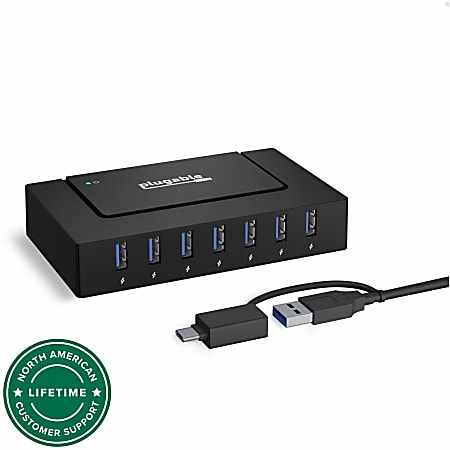 7 Port USB Charging Hub for Laptops with USB-C or USB 3.0 - Plugable USB Charging Station  - USBCHUB7BC