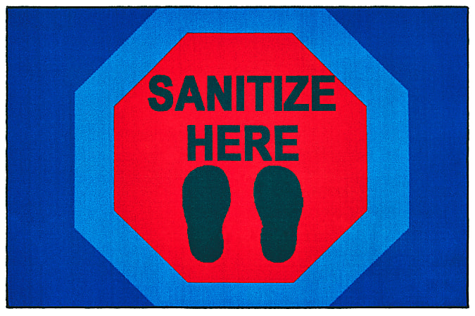 Carpets for Kids® KID$Value Rugs™ Stop To Sanitize Here Activity Rug, 4' x 6' , Blue