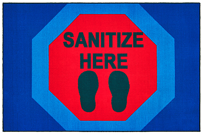 Carpets for Kids® KID$Value Rugs™ Stop To Sanitize Here Activity Rug, 4' x 6' , Blue