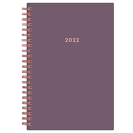 Blue Sky™ Weekly/Monthly PP Safety Wirebound Planner, 5" x 8", Rebekah Cool/ Solid Purple, January To December 2022