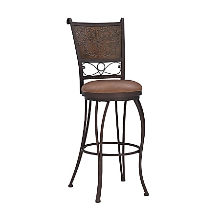 Powell Stamped Back Bar Stool, Brown/Bronze