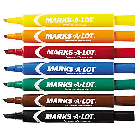 Marks-A-Lot Permanent Markers Assorted Colors, 24 Large Desk-Style and 3  Pen Style (24426)