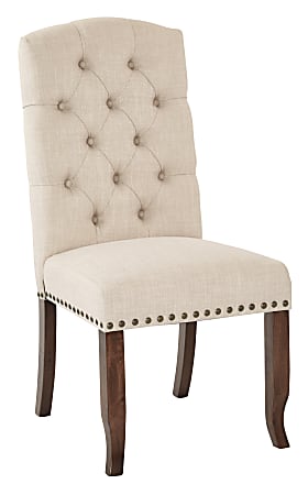 Ave Six Jessica Tufted Dining Chair, Linen/Coffee