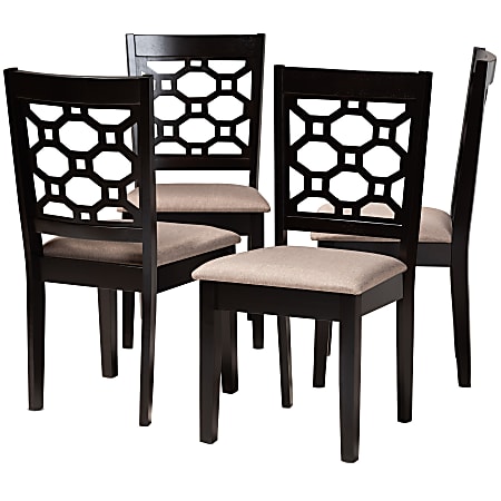 Baxton Studio Peter Dining Chairs, Sand/Dark Brown, Set Of 4 Chairs