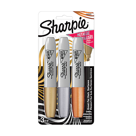 Sharpie Metallic Permanent Markers, Chisel Tip, Assorted Colors, 6 Count 