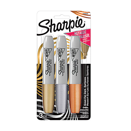 Sharpie® Metallic Chisel Tip Permanent Markers, Gray Barrels,