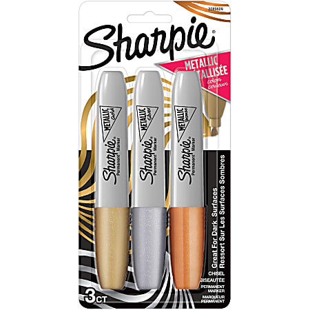 Sharpie Permanent Markers, Chisel Tip, Silver Metallic, 12/Pack (2089638)