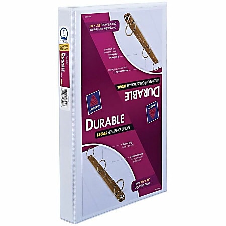 Avery® Durable Legal Reference 3-Ring Binder, 1" Round Rings, White/Clear