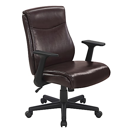 Office Star™ Executive Ergonomic Faux Leather Mid-Back Manager’s Chair, Chocolate