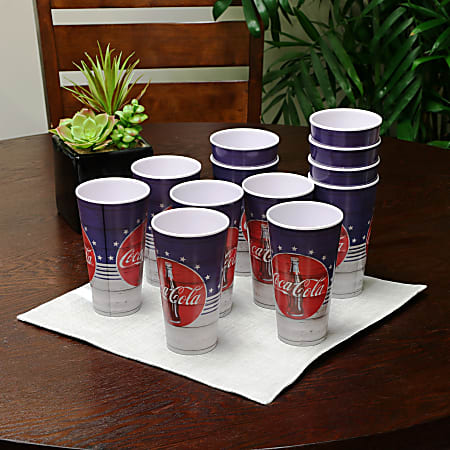 Coca Cola Americana 12 Piece Tumbler Set 20 Oz Blue - Office Depot