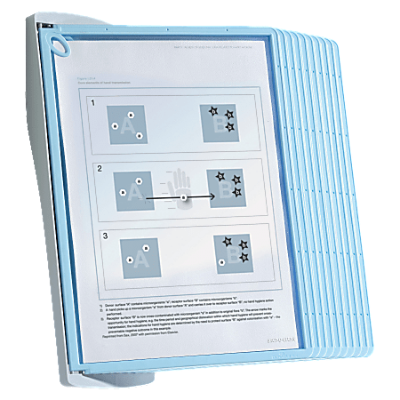 Durable Wall Reference System With 10 Display Sleeves, 8 1/2" x 11", Gray