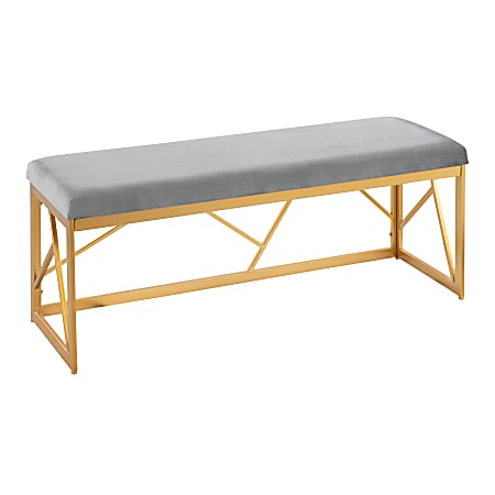 LumiSource Folia Glam Metal Bench, Gray/Gold