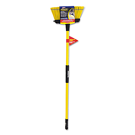 Quickie® Job Site® Super-Duty Multisurface Upright Broom, 16 x 54, Fiberglass Handle, Yellow/Black