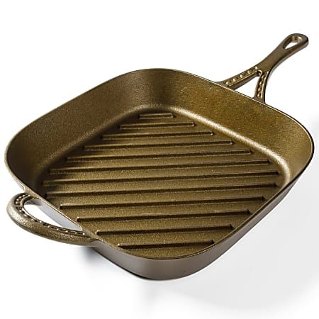 Wanda June Home By Miranda Lambert Cast Iron Pre-Seasoned Square Grill Pan, 11”, Bronze