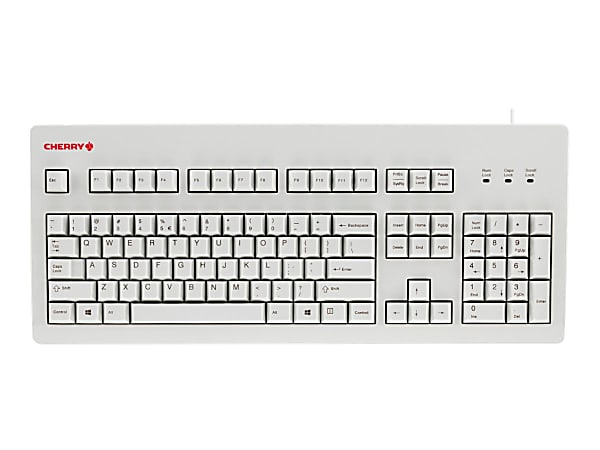 CHERRY Board Silent Keyboard PS2 USB QWERTY English key switch MX Silent Red light gray - Office Depot
