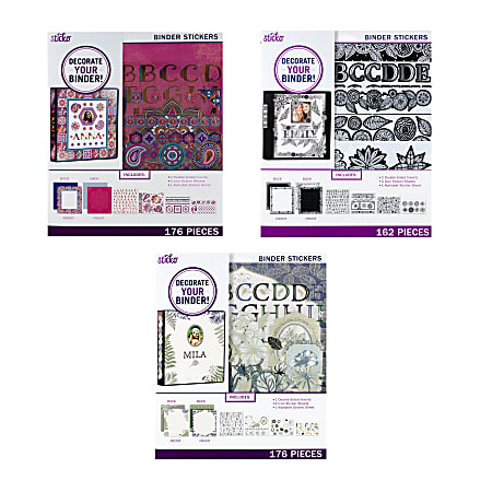 Sticko Back To School Mega Binder Kit, Trendy Unicorns, Smileys Or Sarcastic Animals, 10 1/4" x 11 3/4", Multicolor