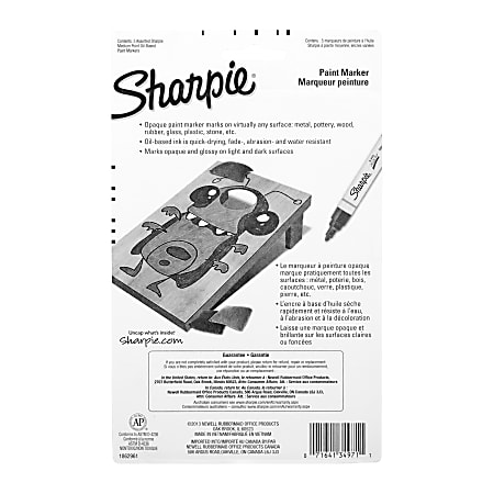 Sharpie® Paint Markers, Medium Point, Assorted Colors, Pack Of 5 Markers