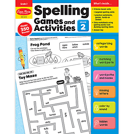 Evan-Moor Educational Publishers Spelling Games and Activities, Grade 2