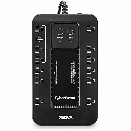 CyberPower EC750GTAA TAA Compliant UPS System - 750VA/450W, 120 VAC, NEMA 5-15P, Compact, 12 Outlets, PowerPanel® Personal, $100000 CEG, 3YR Warranty