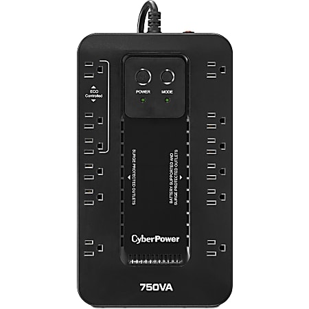 CyberPower EC750GTAA TAA Compliant UPS System - 750VA/450W, 120 VAC, NEMA 5-15P, Compact, 12 Outlets, PowerPanel® Personal, $100000 CEG, 3YR Warranty