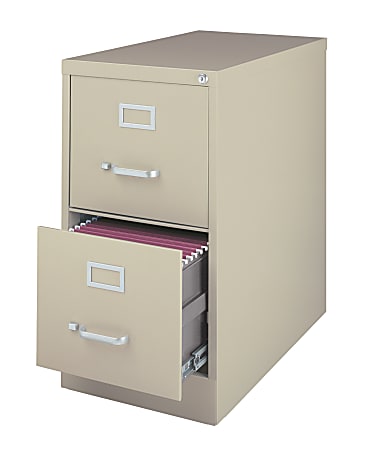 WorkPro® 26-1/2"D Vertical 2-Drawer Letter-Size File Cabinet, Metal, Putty