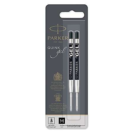 Parker® Gel-Ink Refills, Medium Point, 0.7 mm, Black, Pack Of 2 Refills