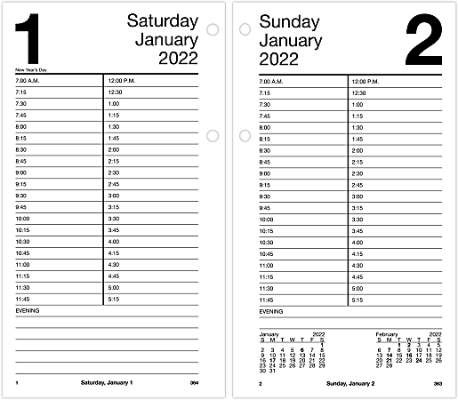 AT-A-GLANCE® Daily Loose-Leaf Desk Calendar Refill, 4-1/2" x 8", January To December 2022, E21050