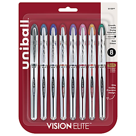 uni ball Vision Rollerball Pens Fine Point 0.7 mm Gray Barrel Black Ink  Pack Of 12 - Office Depot