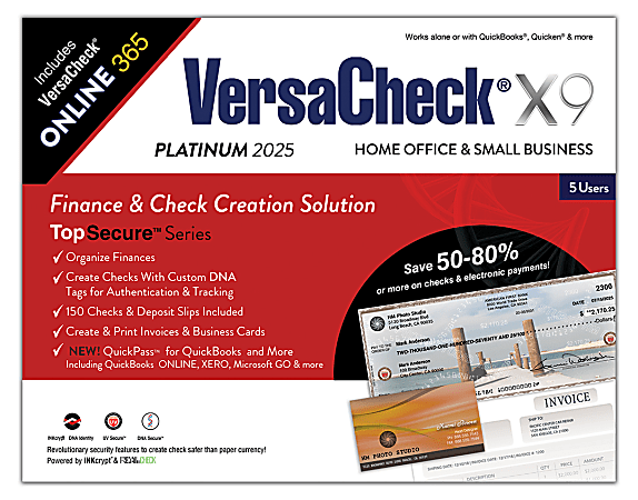 VersaCheck X1 Platinum + VersaCheck ONLINE Platinum Bundle, 2025, For 5 Users, 1-Year Subscription, PC, Product Key/Download