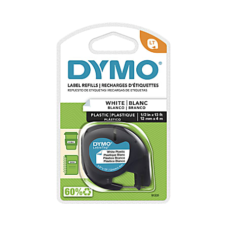 DYMO® LT 91331 Black-On-White Tape, 0.5" x 13'