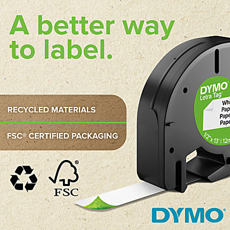 DYMO® LT 91331 Black-On-White Tape, 0.5