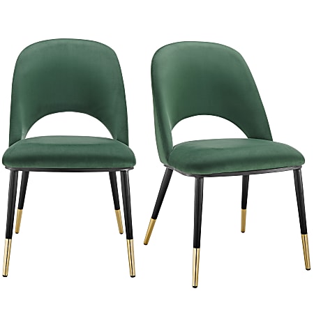Eurostyle Alby Side Chairs, Black/Green, Set Of 2 Chairs