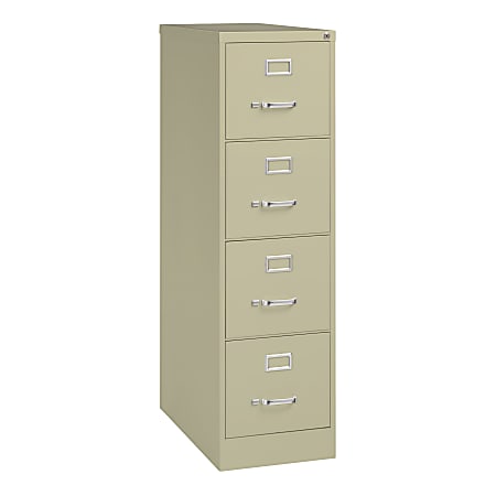 WorkPro® 26-1/2"D Vertical 4-Drawer Letter-Size File Cabinet, Putty