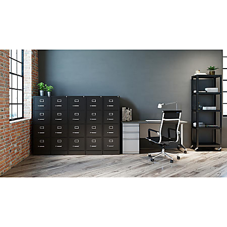 WorkPro 26 12 D 4 Drawer Letter Size Vertical File Cabinet Black