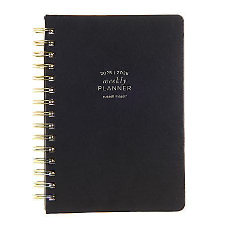 2025-2026 Russell & Hazel Weekly/Monthly Planner, 5-7/8” x 8-1/4”, Black/Gold, July 2025 To June 2026, 103347
